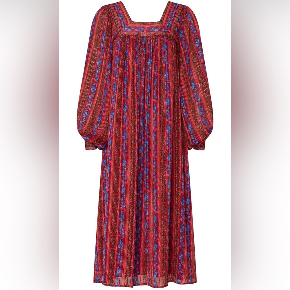 Elegant Red and Blue Women's Dress - Picture 3 of 5